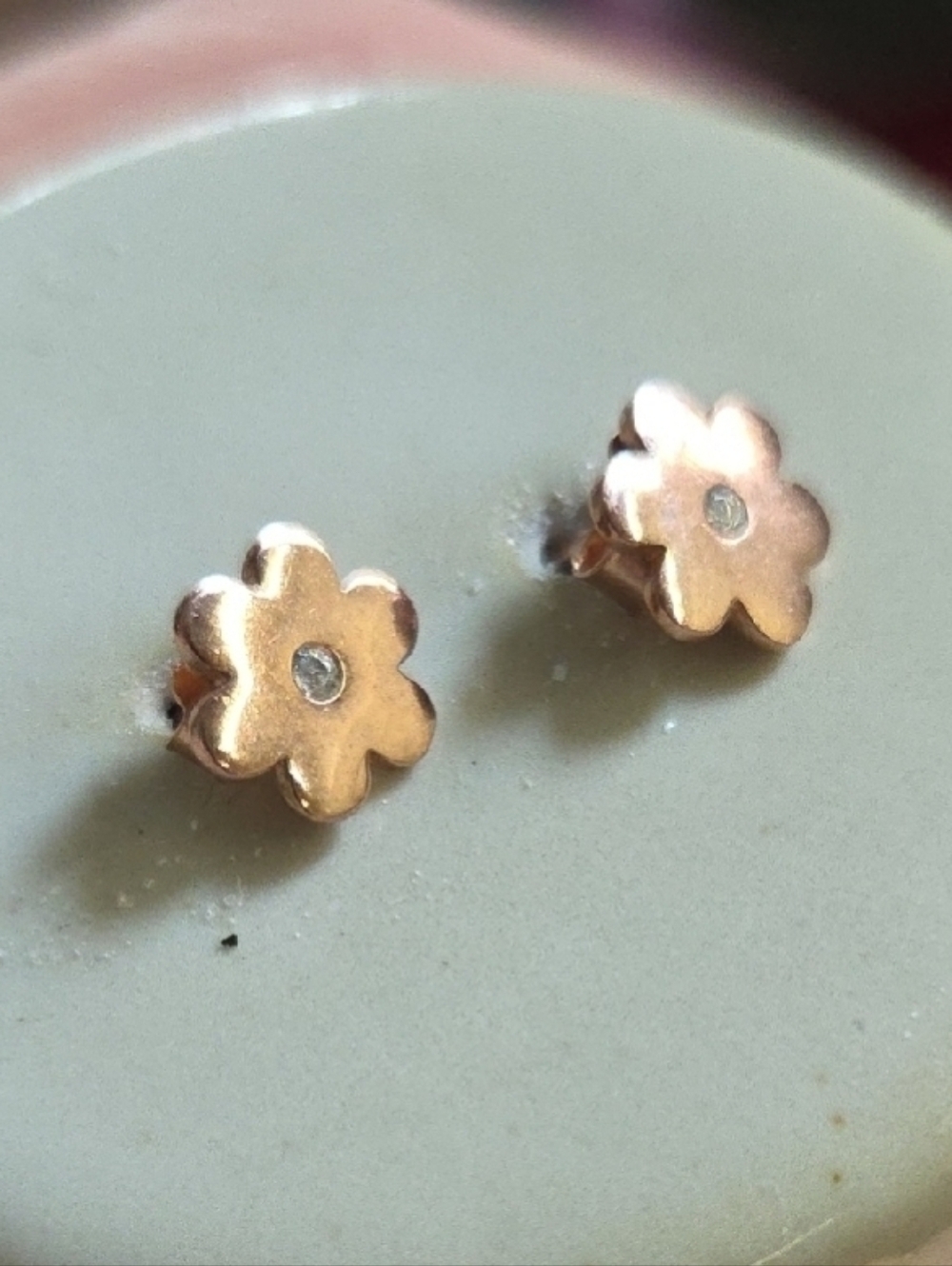 Rose Gold Plated Stamped Sterling Silver Flower Post Earrings
